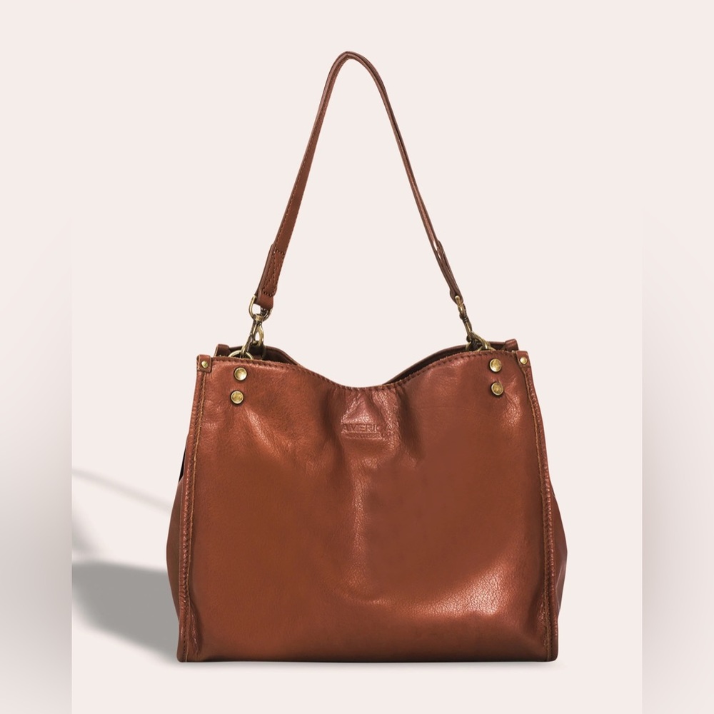 American Leather Company Lenox Triple Entry Satchel Brandy Smooth